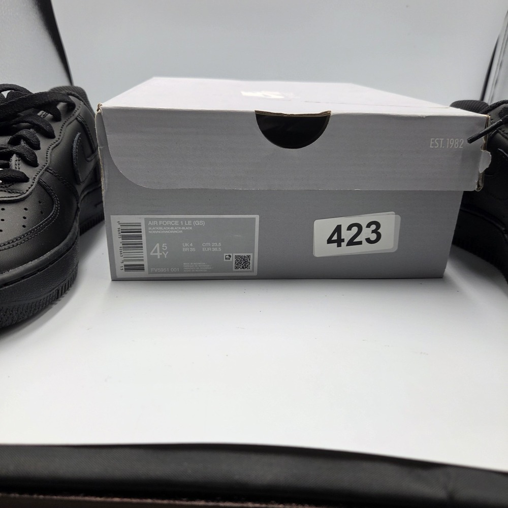 Nike Air Force 1 Low Triple Black GS Youth 4.5Y Black Leather AF1 FV5951-001 NIB - Picture 11 of 11